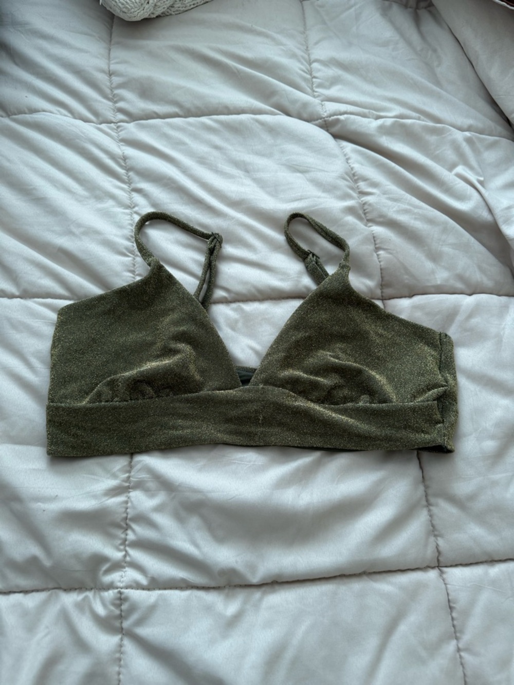 aerie Olive Green Velvet Bralette